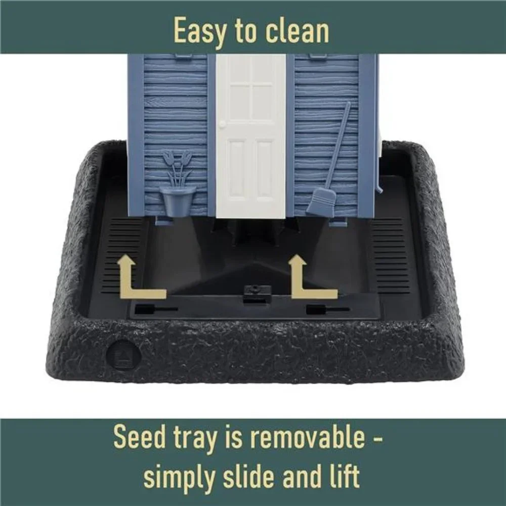 Village Collection Blue Cottage Birdfeeder: Easy Fill and Clean. Squirrel Proof